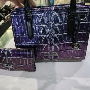 New Brahmin Cami Set Purple Crocodile Embossed